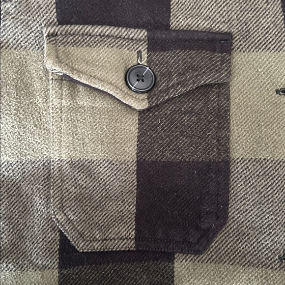 Lucky Brand oversized green & black plaid shacket shirt jacket Medium Pre-Owned - Picture 5 of 14